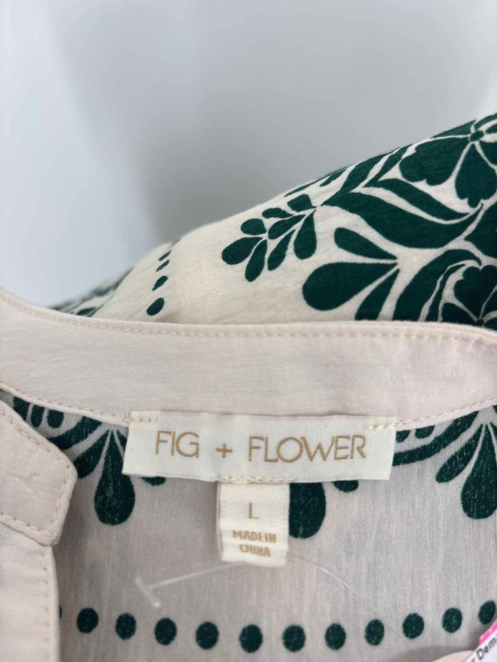 Size L FIG AND FLOWER Green Print Dress