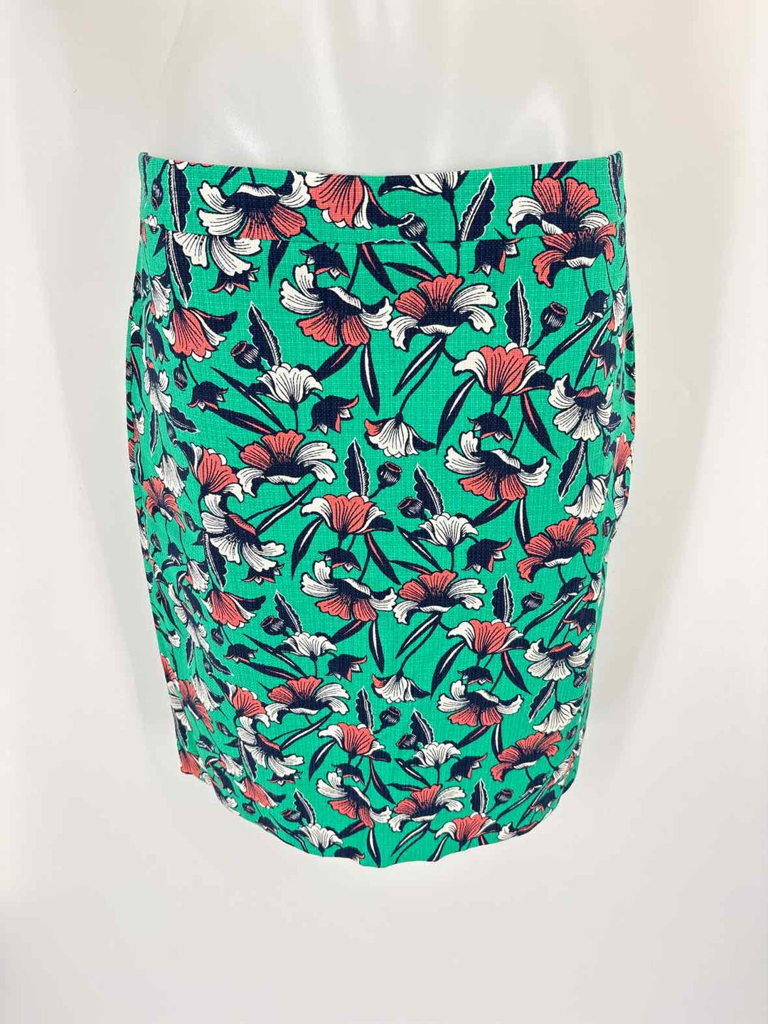 Size 6 J Crew Green Print Skirt