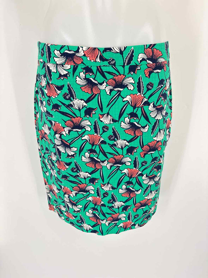Size 6 J Crew Green Print Skirt