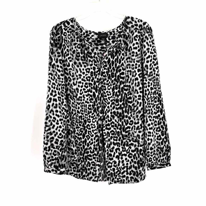 Size XL J JILL Black Print Shirt