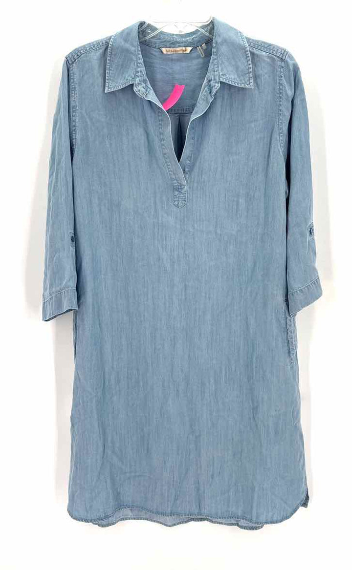 Size L SOFT BY AVENUE Blue Chambray Dress