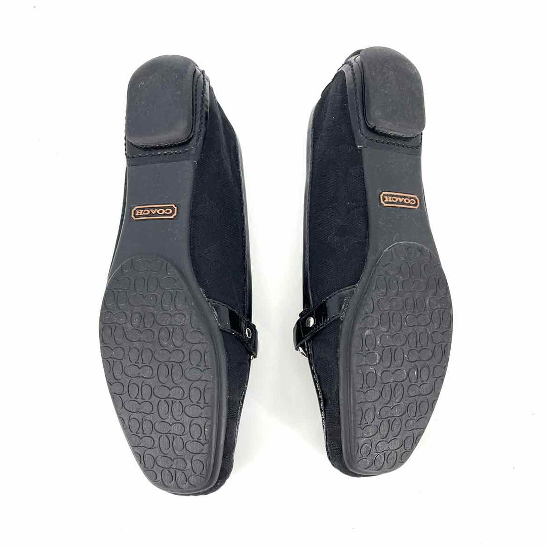 Shoe Size 8.5 Coach Black Leather Canvas Loafers