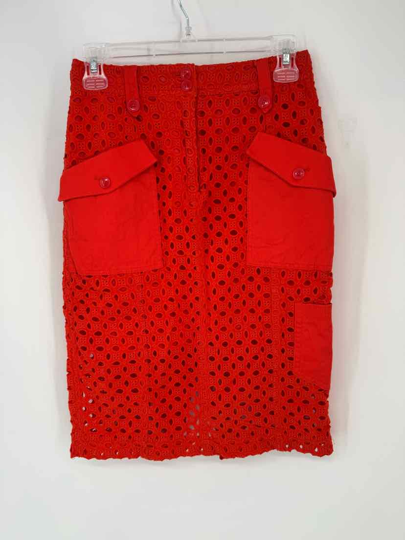 Size 0 Anthropologie Red Lace Skirt