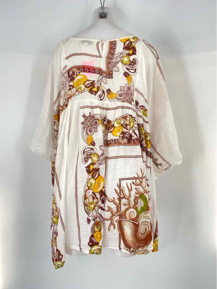 Size One Size White Print Shirt