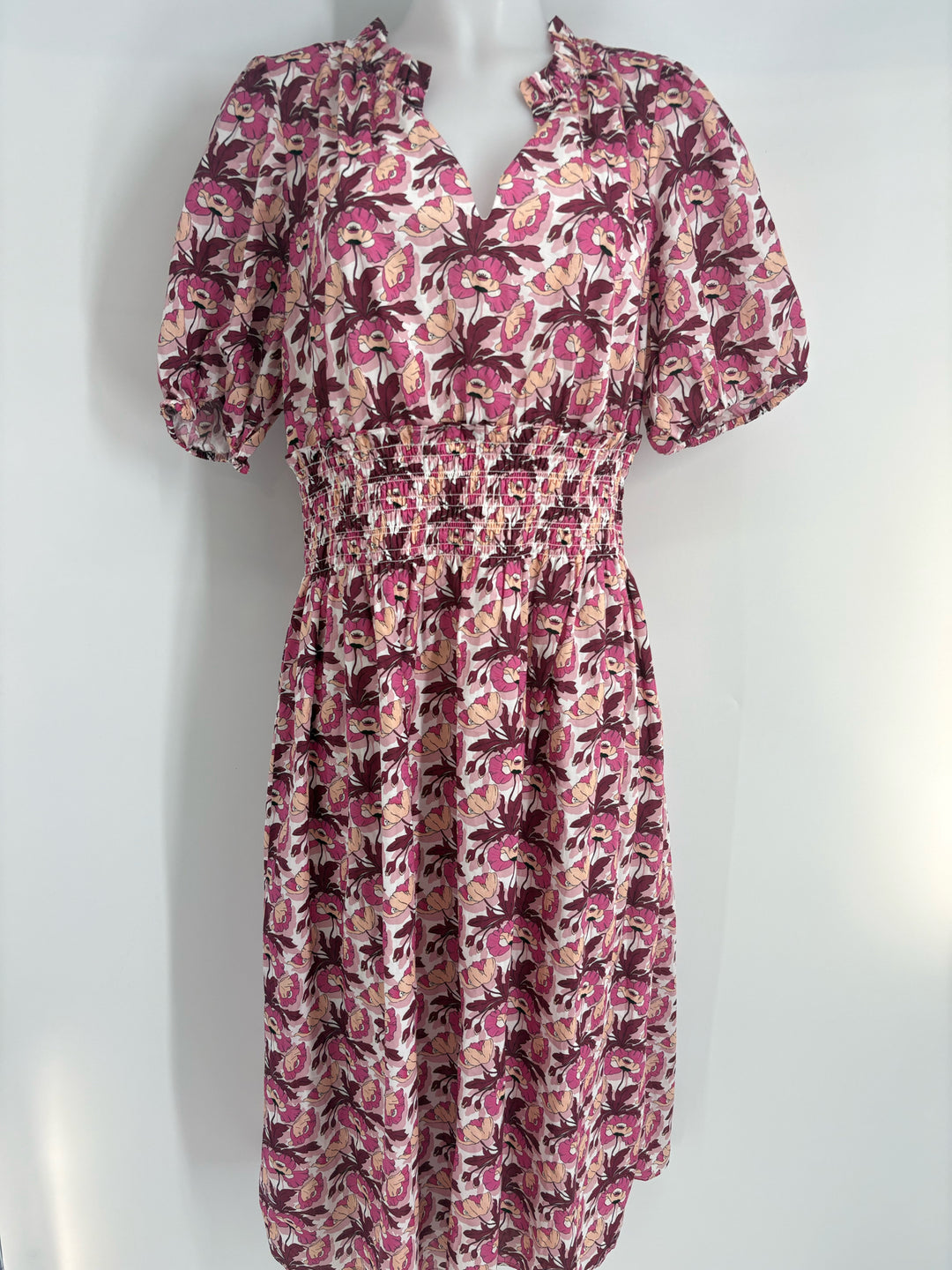 Size L J Crew PINK PRINT Dress