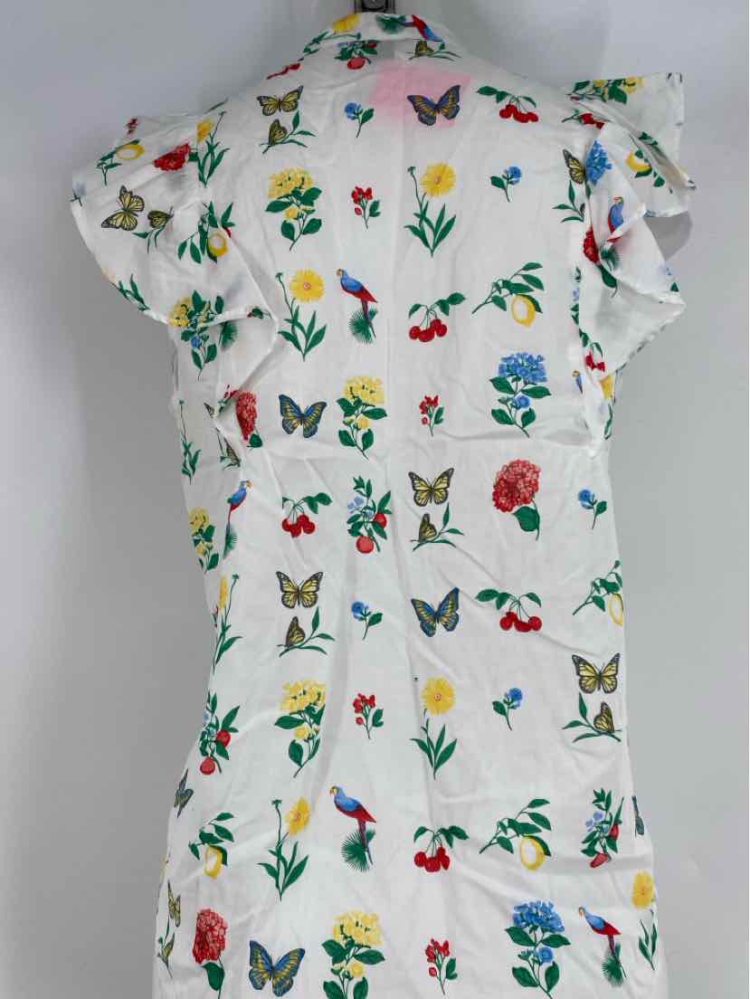 Size M Ann Taylor White Print Shirt