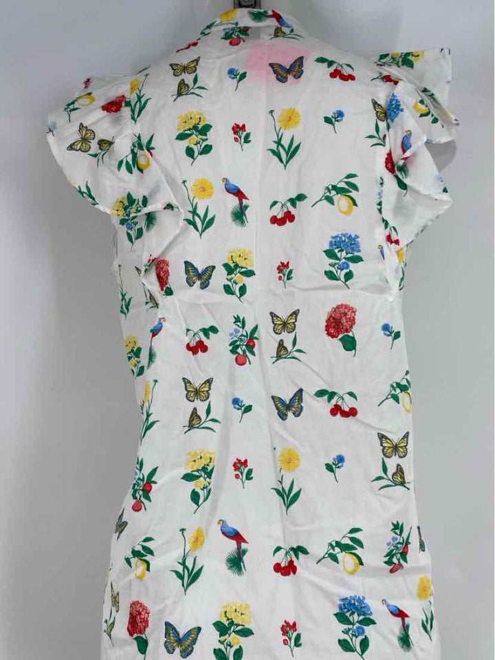 Size M Ann Taylor White Print Shirt