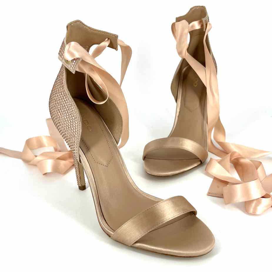 Shoe Size 8 Aldo Rose Gold Rhinestone Heels