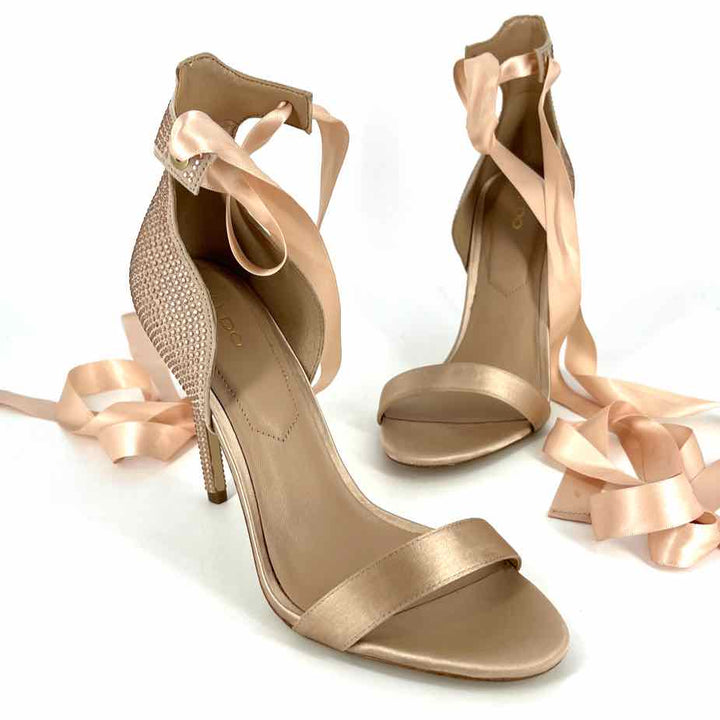 Shoe Size 8 Aldo Rose Gold Rhinestone Heels
