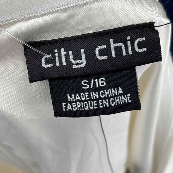 Size 16 CITY CHIC White Sateen Dress