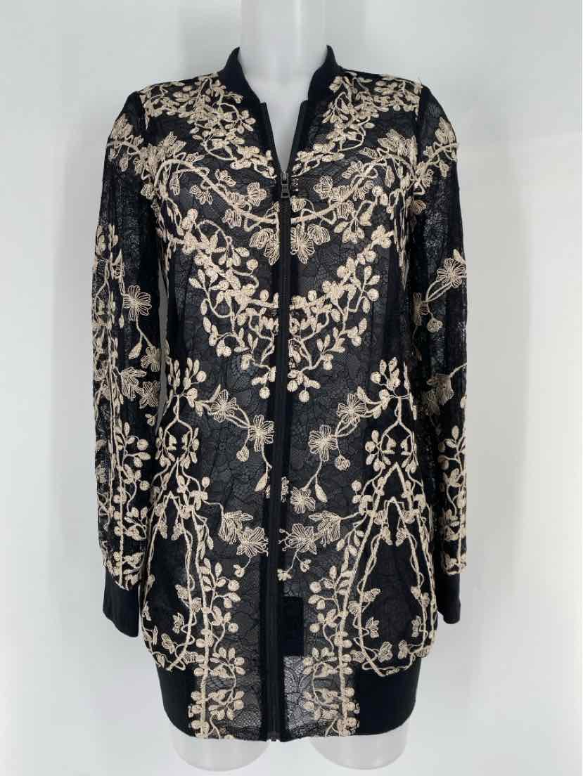 Size XXS BCBG Black Print Shirt