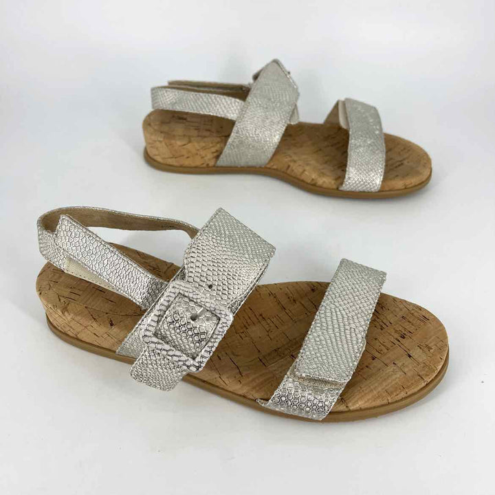 Shoe Size 7.5 Silver Faux Leather Sandals