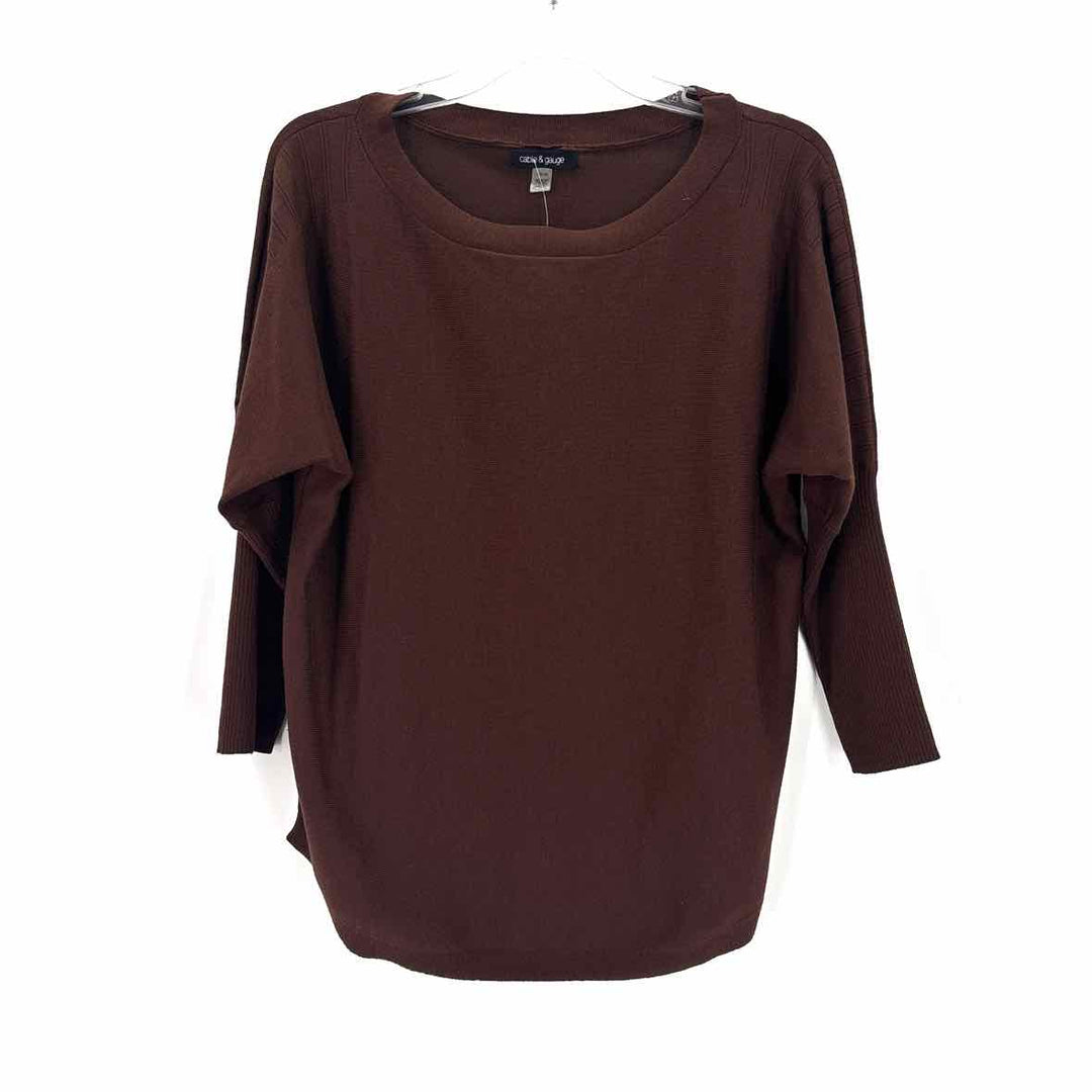 Size L CABLE &amp; GAUGE Brown Knit Sweater