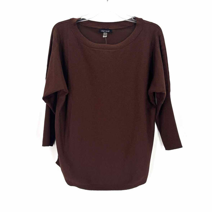 Size L CABLE &amp; GAUGE Brown Knit Sweater