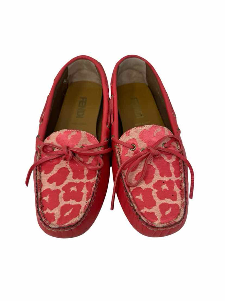 Shoe Size 38 Fendi Peach Leather Luxury - Flats