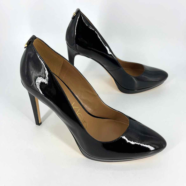 Shoe Size 10 Calvin Klein Black PATENT Pumps