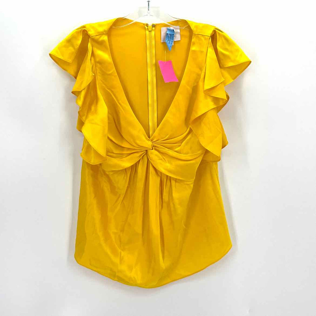 Size M CINQ DE SEPT Yellow Silk Shirt