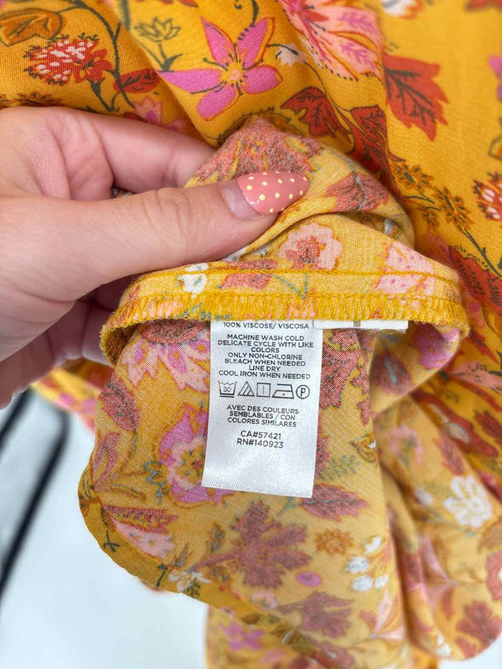 Size M LOFT Yellow Print Dress