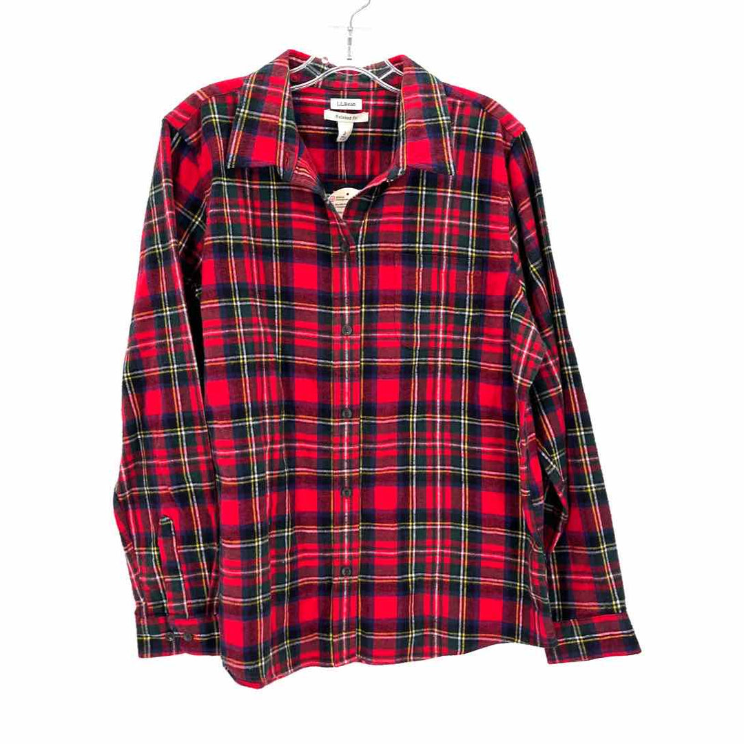 Size L LL BEAN Red Print Shirt