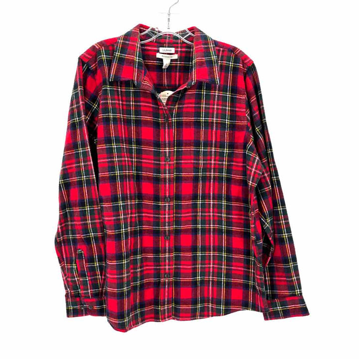 Size L LL BEAN Red Print Shirt