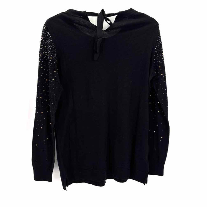 Size L LOFT Black Knit Beaded Sweater