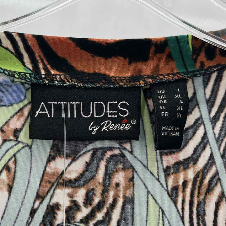 Size L ATTITUDES BY RENEE Multi-Color Shirt