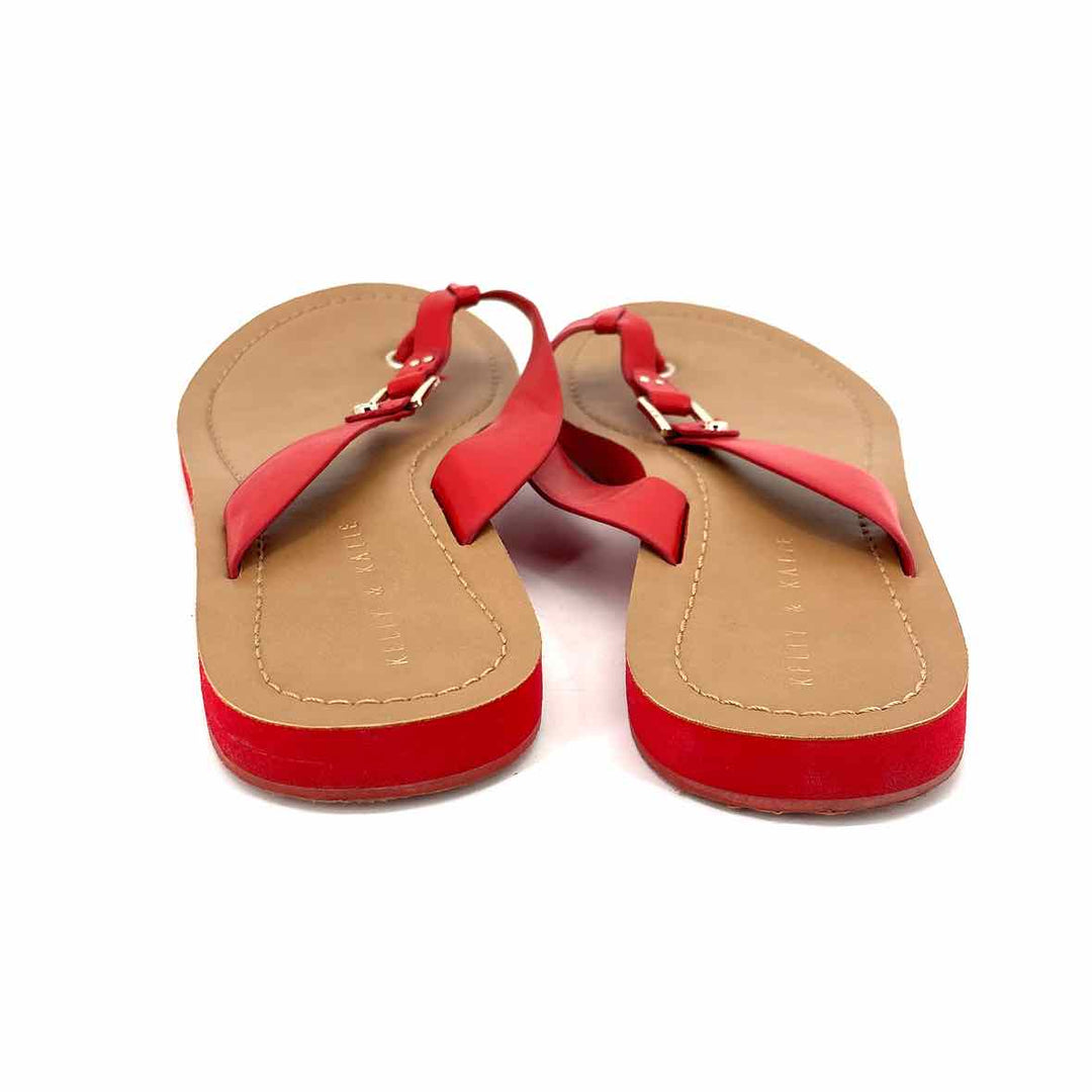 Shoe Size 9.5 KELLY & KATIE Red Faux Leather Sandals