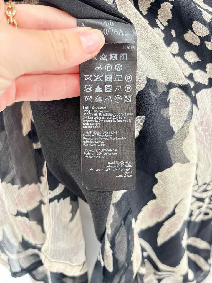 Size 0 ALLSAINTS Black Print Dress