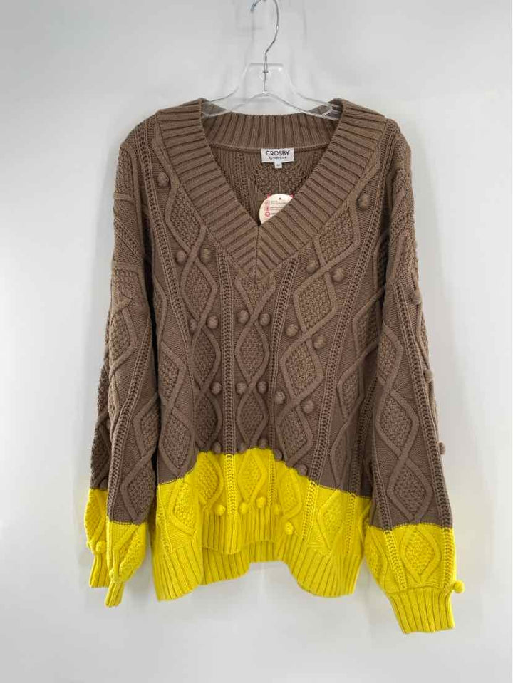 Size L CROSBY Brown Knit Sweater