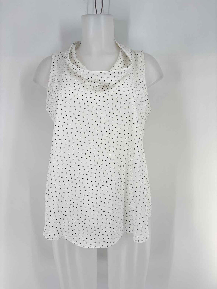 Size M Ann Taylor White Print Shirt