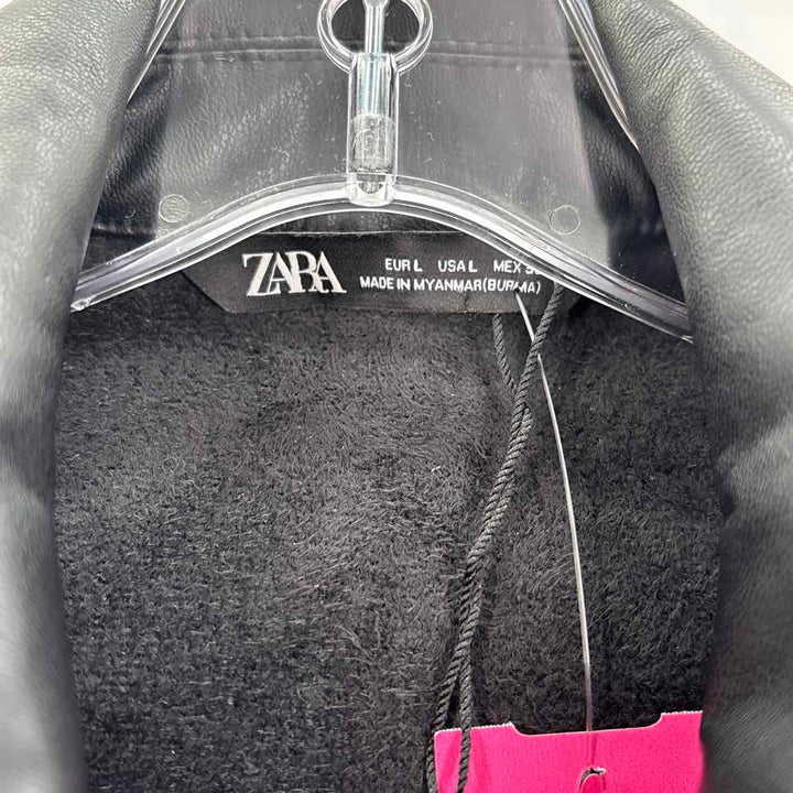 Size L ZARA Black Faux Leather Jacket