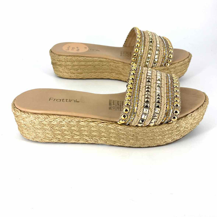 Shoe Size 39 Tan Straw Sandals