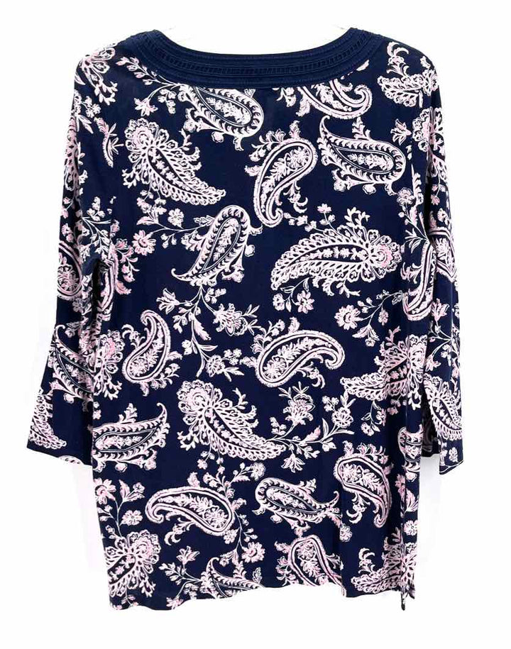 Size M Talbots Navy Print Shirt