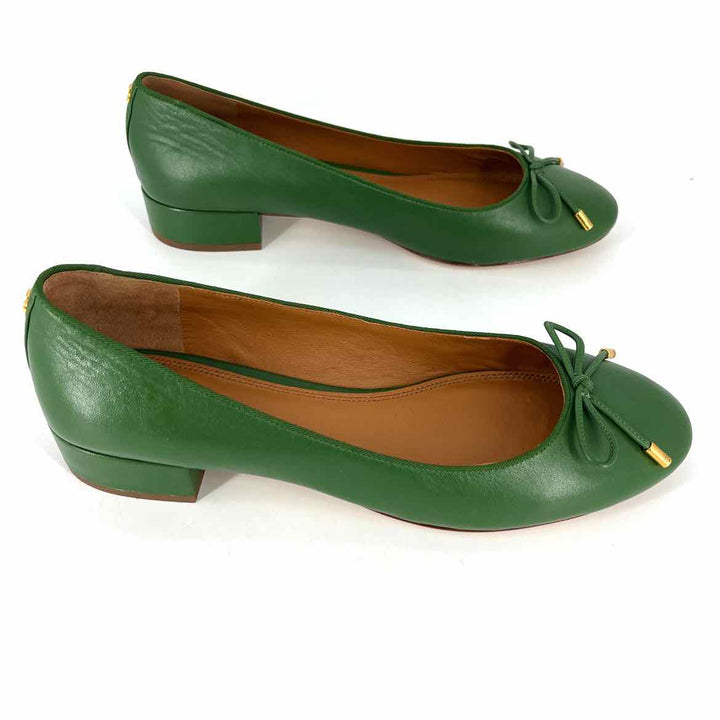Shoe Size 10 Tory Burch Green Leather Flats