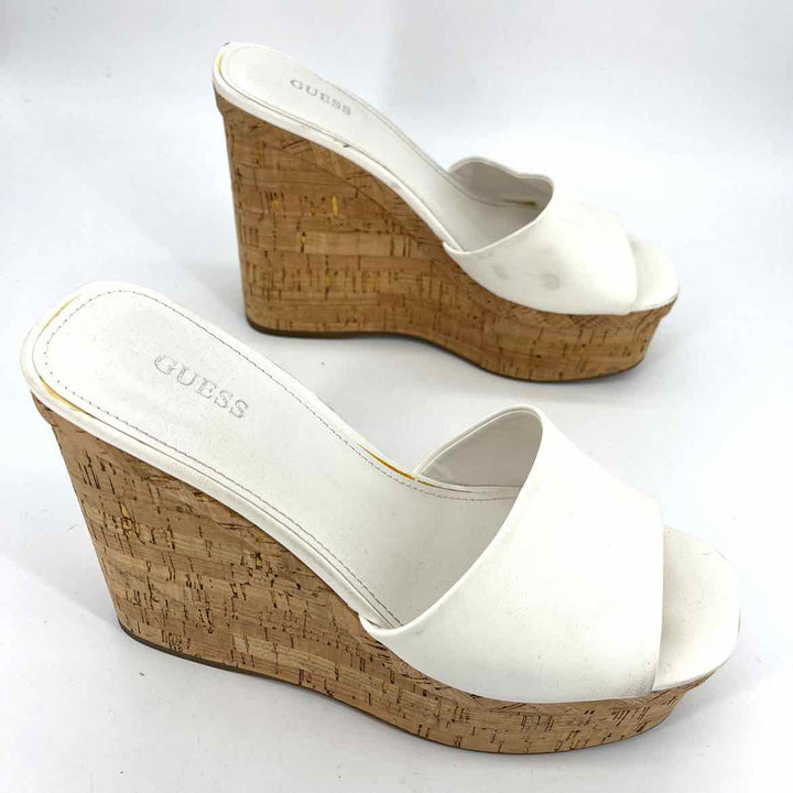 Shoe Size 9 GUESS White Faux Leather Heels