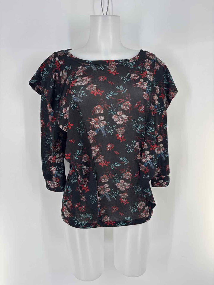 Size S FREE PEOPLE Black Print Shirt