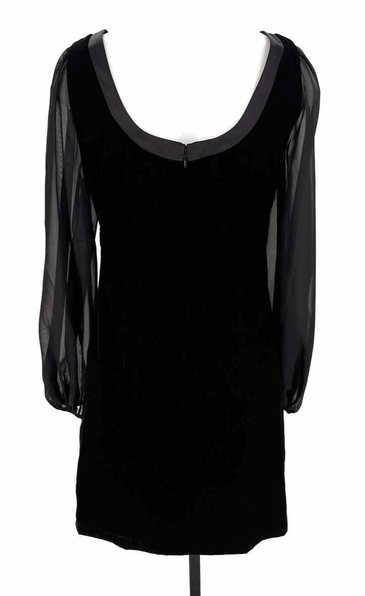 Size 4 White House Black Market Black Velvet Chiffon Dress