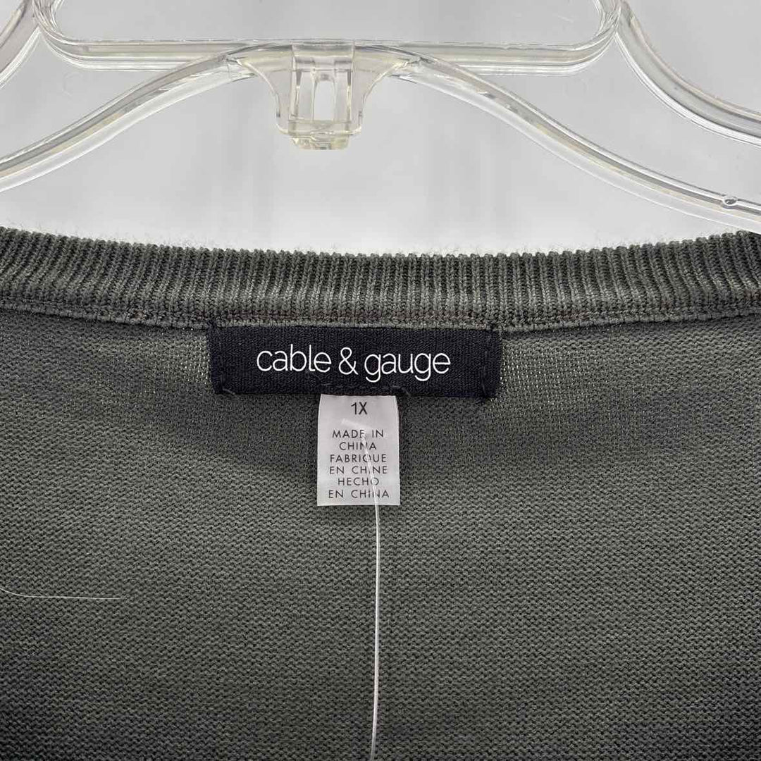 Size 1X CABLE & GAUGE Forest Green Knit Sweater