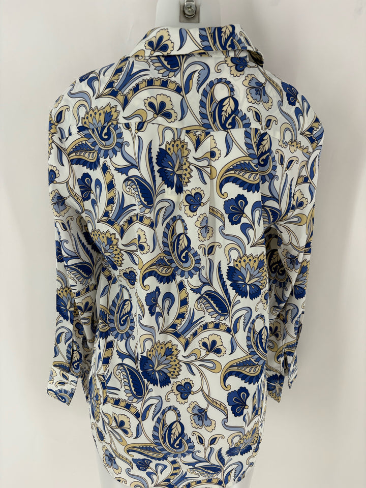 Size L RACHEL ZOE Blue Print Shirt