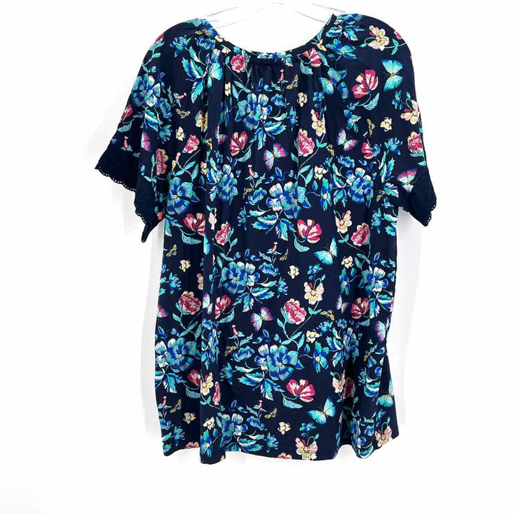 Size L KIM ROGERS Navy Print Shirt