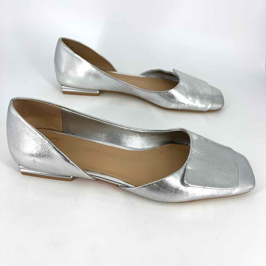 Shoe Size 10 FRANCO SARTO Silver Flats