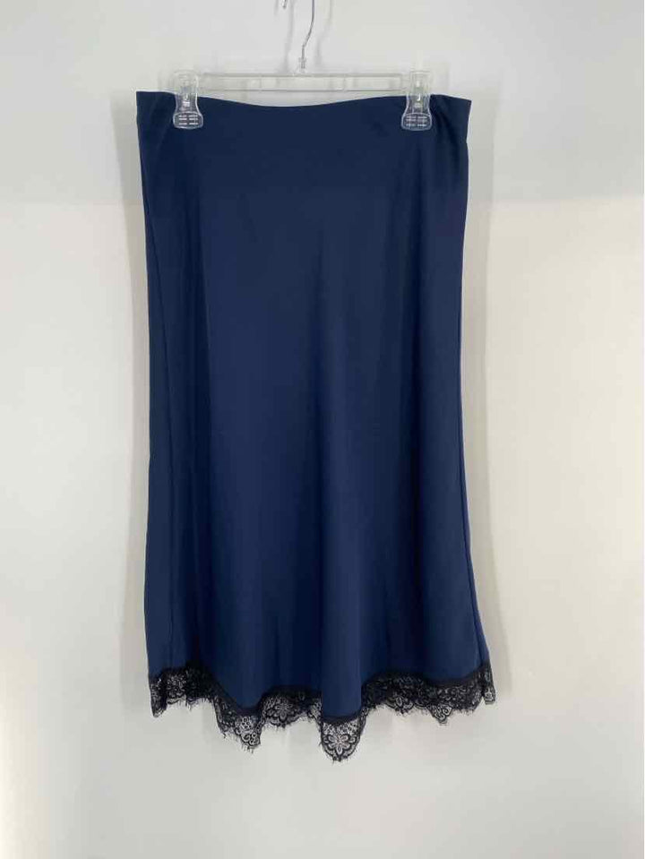 Size M J Crew Blue Sateen Lace Skirt