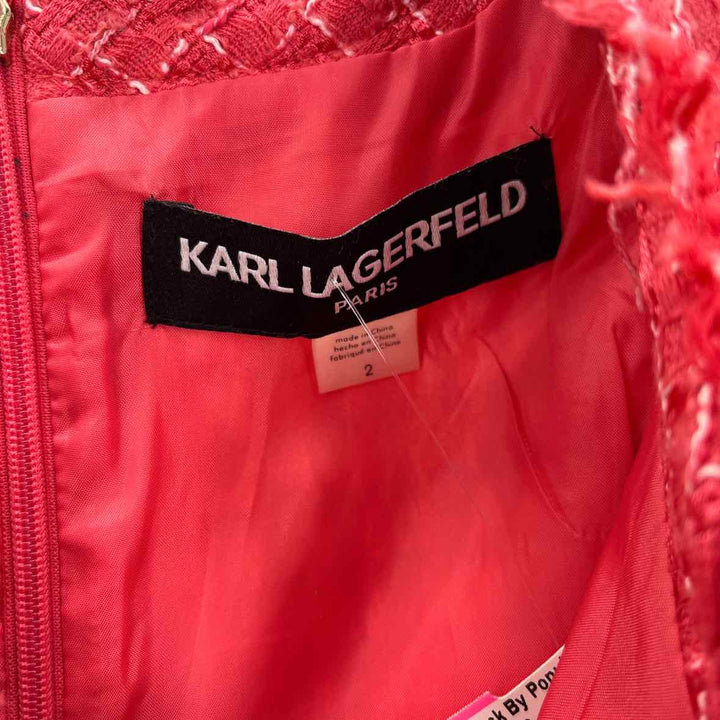 Size 2 KARL LAGERFELD Peach Tweed Dress