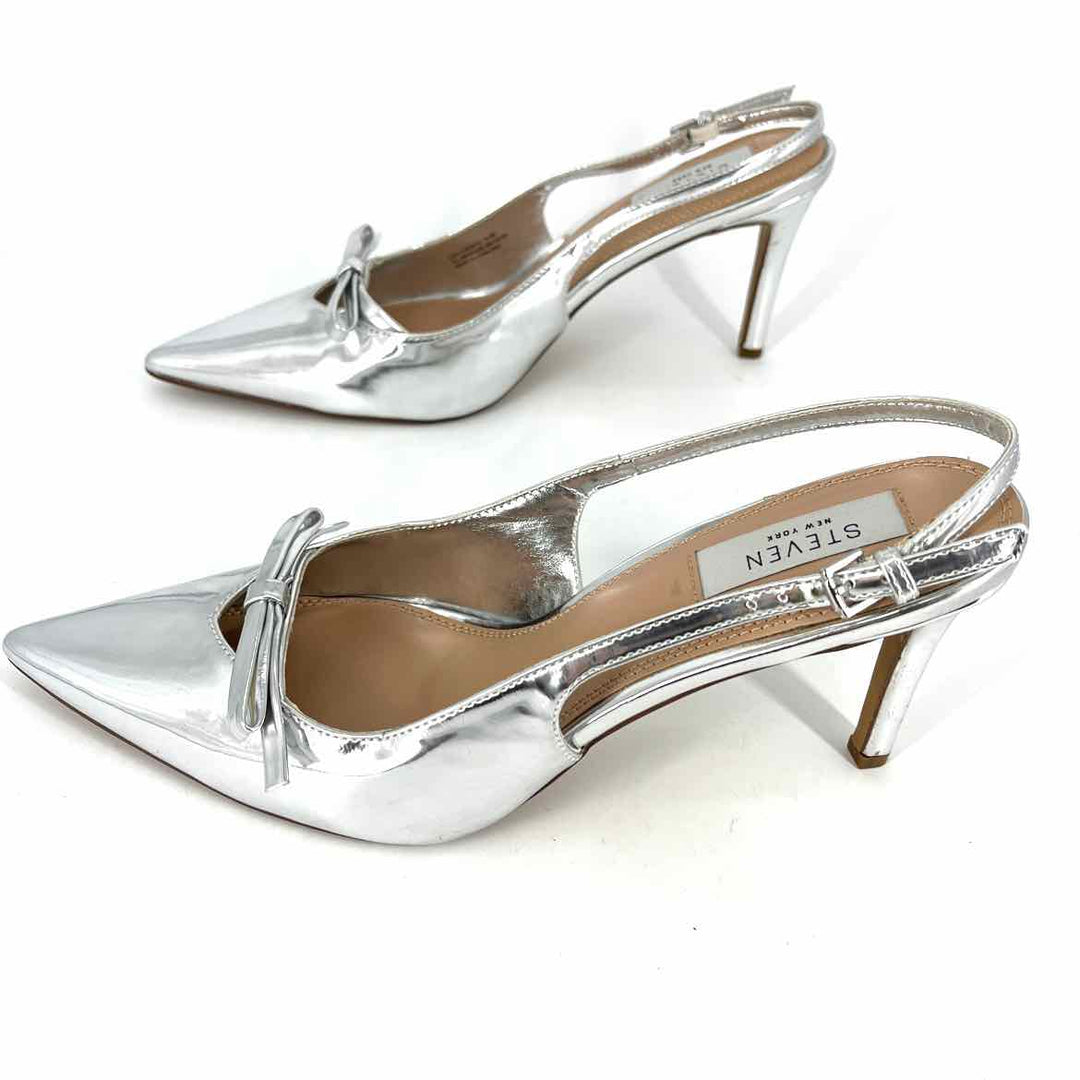 Shoe Size 8.5 STEVEN Silver PATENT Pumps