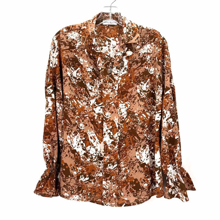 Size S PATRIZIA LUCA Brown Print Shirt