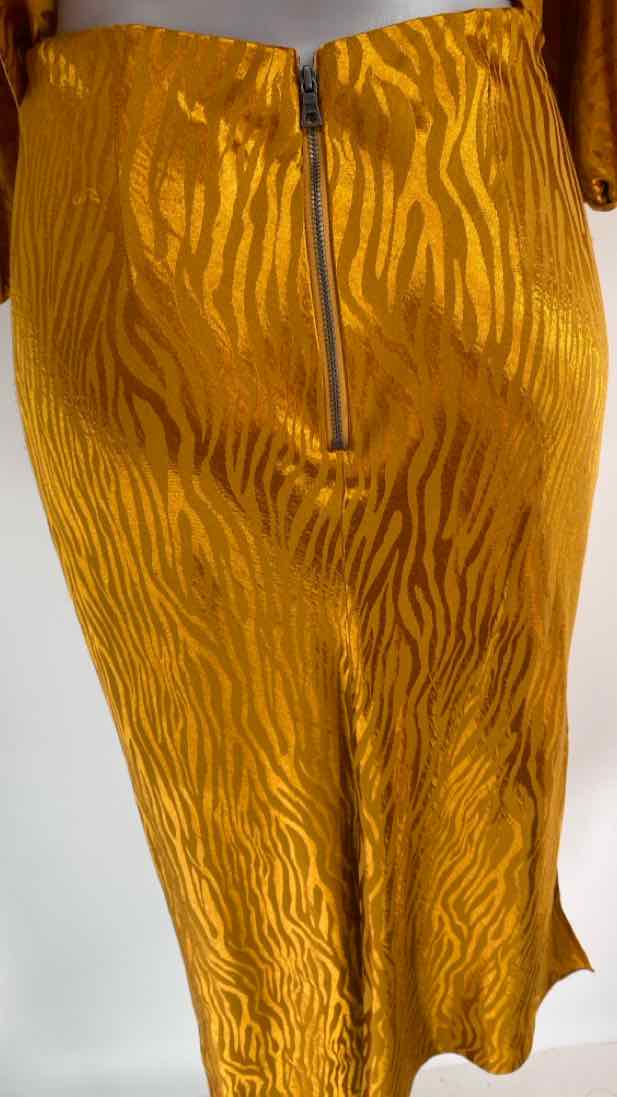Size 8 Alice + Olivia Mustard Silk 2 PC Dress