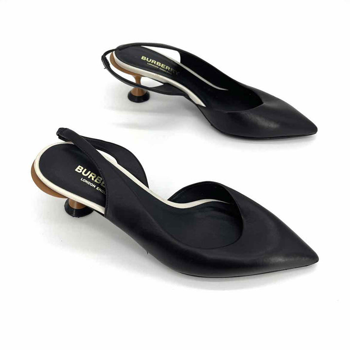 Shoe Size 35 Burberry Black Leather Luxury - Pumps