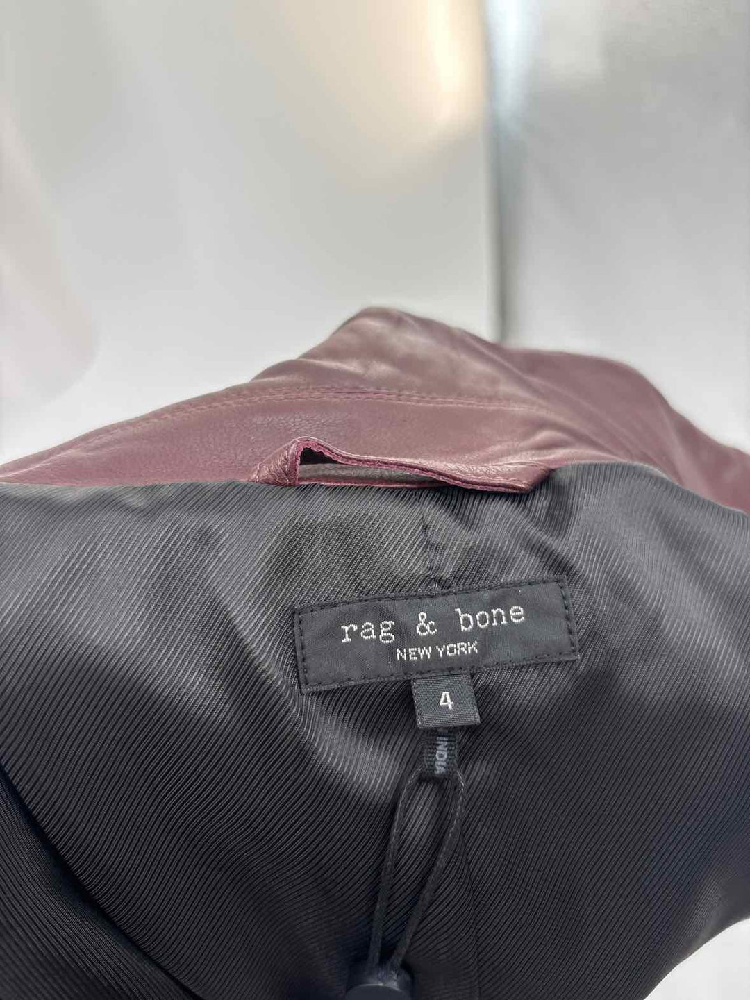 Size 4 RAG & BONE Burgundy Leather Luxury - Jacket