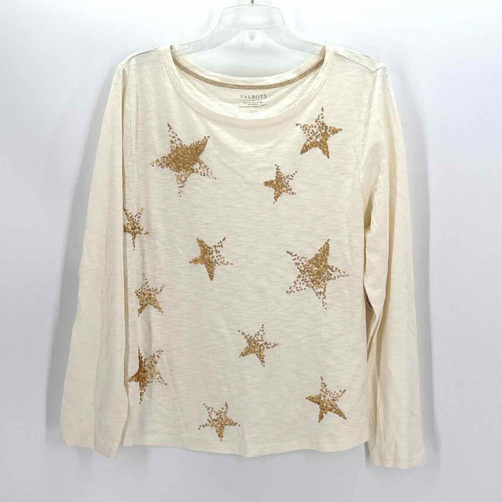 Size XL Talbots Cream Knit Sequined Shirt