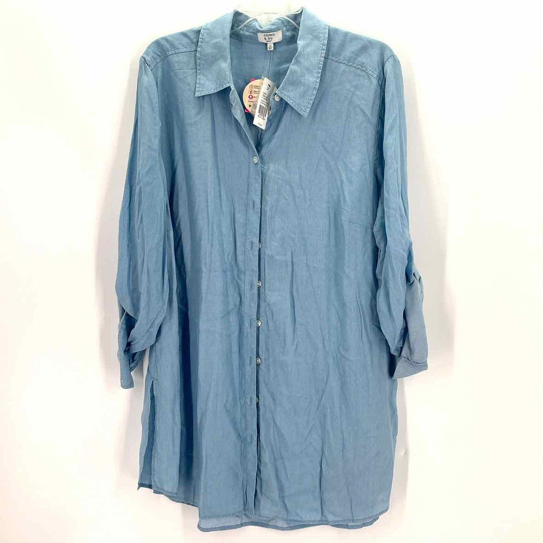 Size 2X CROWN & IVY Blue Chambray Shirt